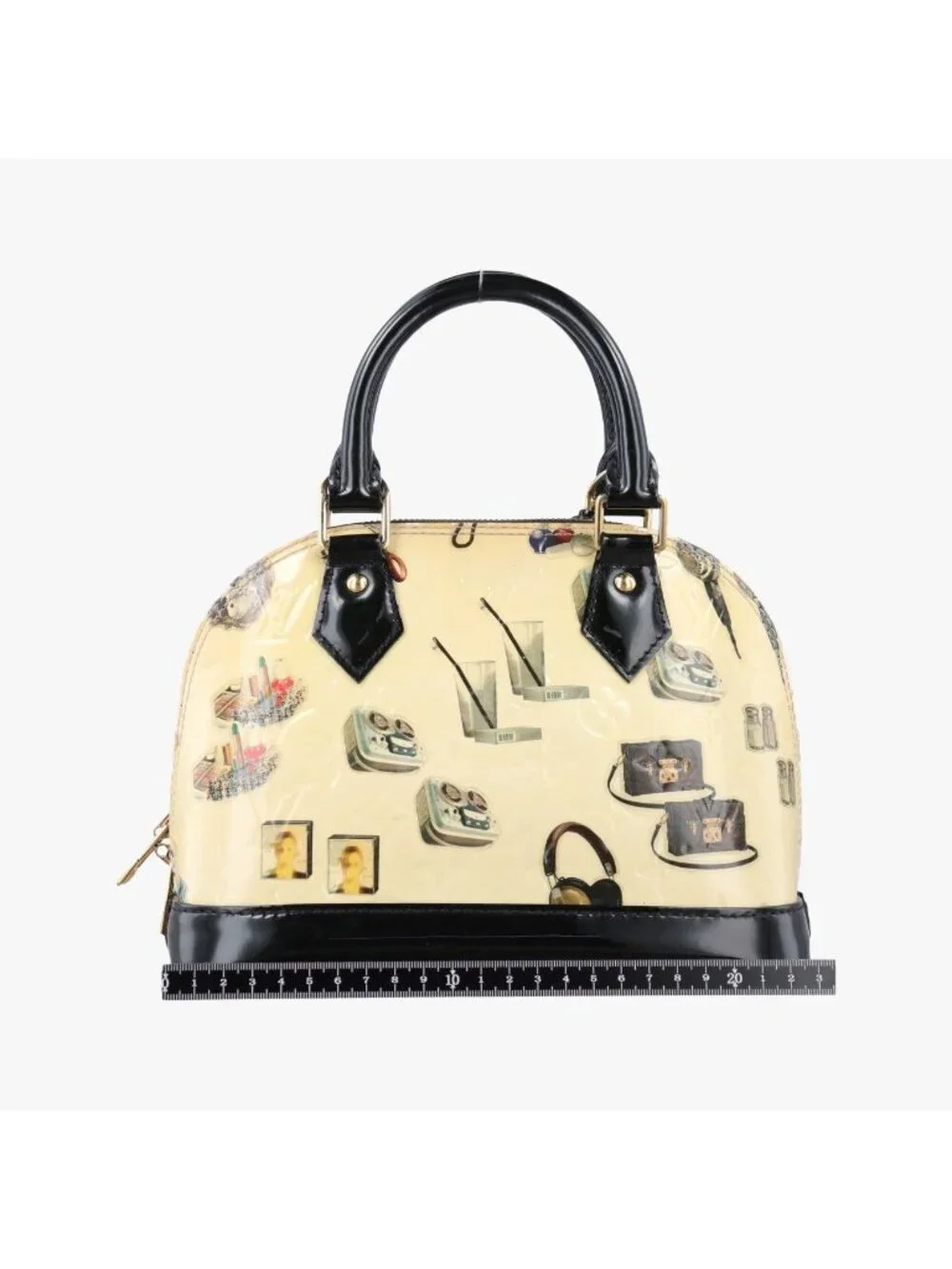 Louis Vuitton Stickers Alma BB Ivory Black Multi Vernis Handbag